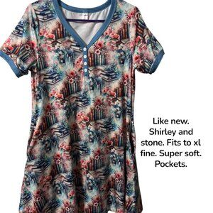 Shirley & Stone super soft book lovers night shirt or dress with pockets